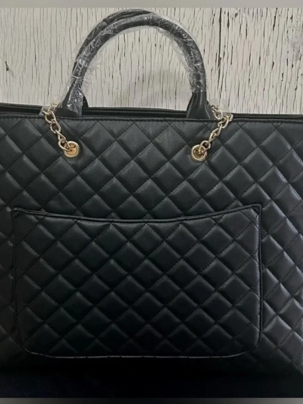 NEW Gilda Paris Large Black Quilted Tote Luggage Travel Bag NWT